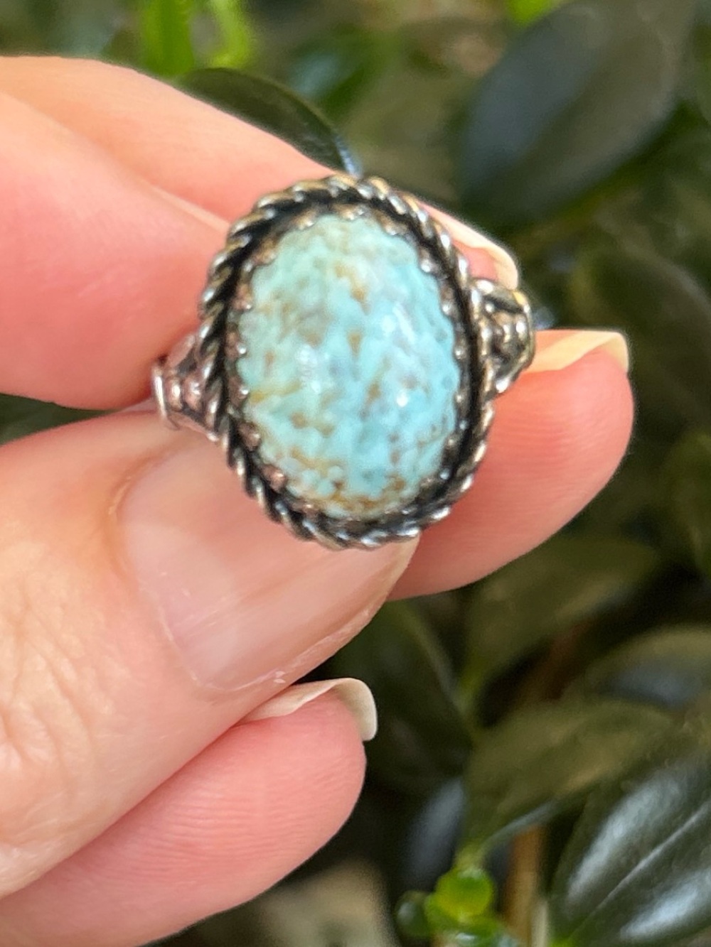 Vintage Native American Sterling Silver Turquoise Stone Ring